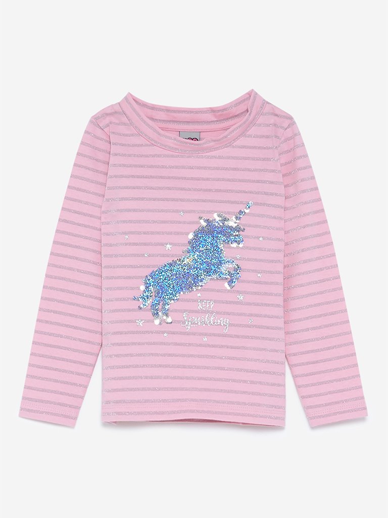 HOP Kids Light Pink Printed T-Shirt