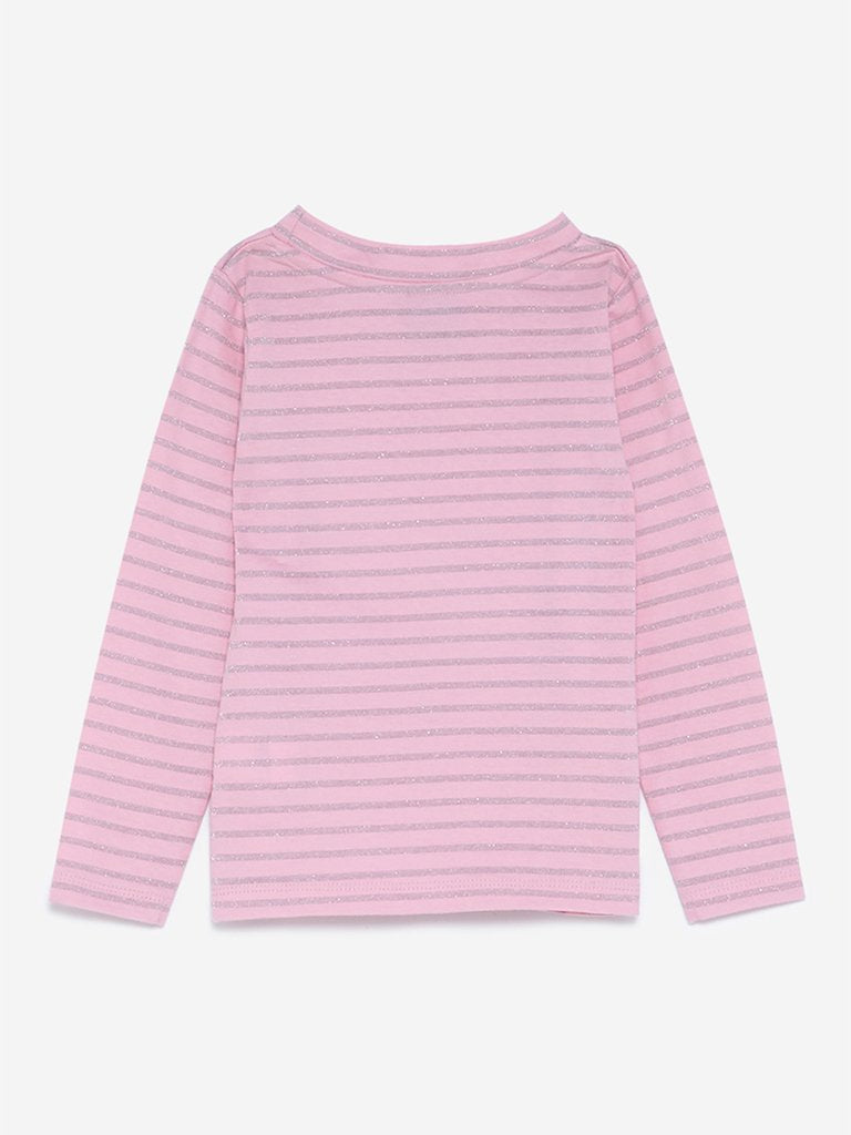 HOP Kids Light Pink Printed T-Shirt