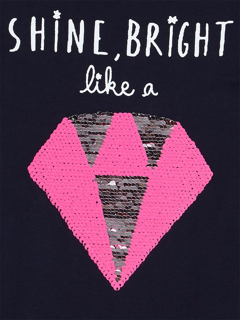 HOP Kids Navy Printed Pure Cotton T-Shirt