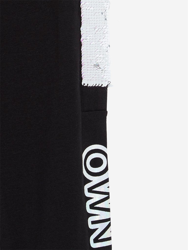HOP Kids Black Reversible Sequinned Leggings