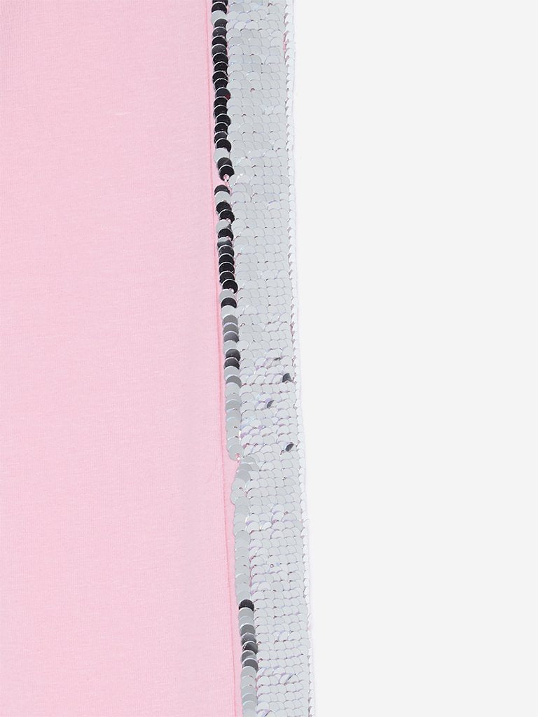 HOP Kids Light Pink Sequinned Leggings