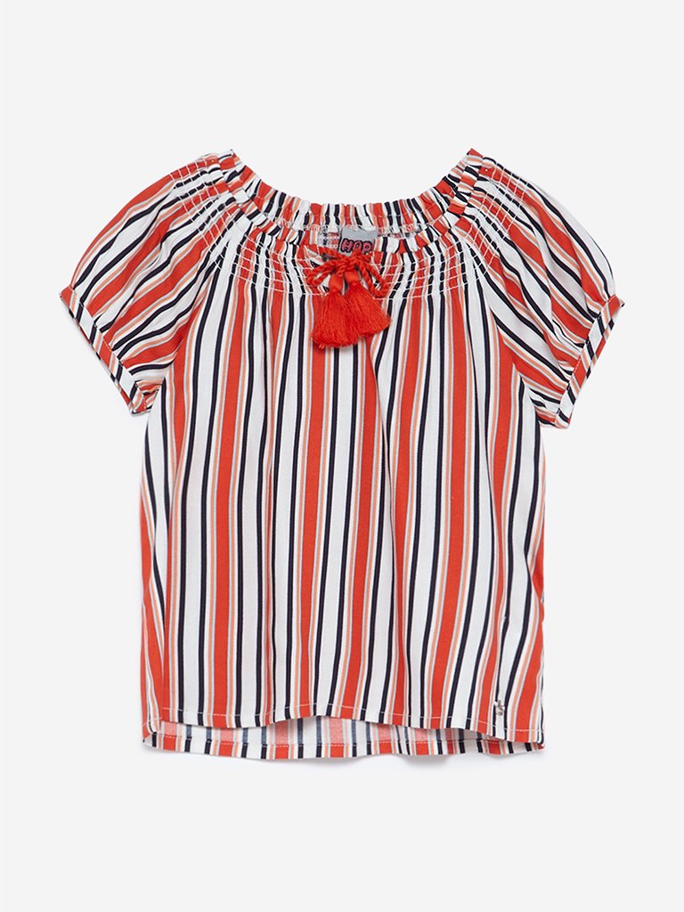 HOP Kids Orange Striped Sevy Top