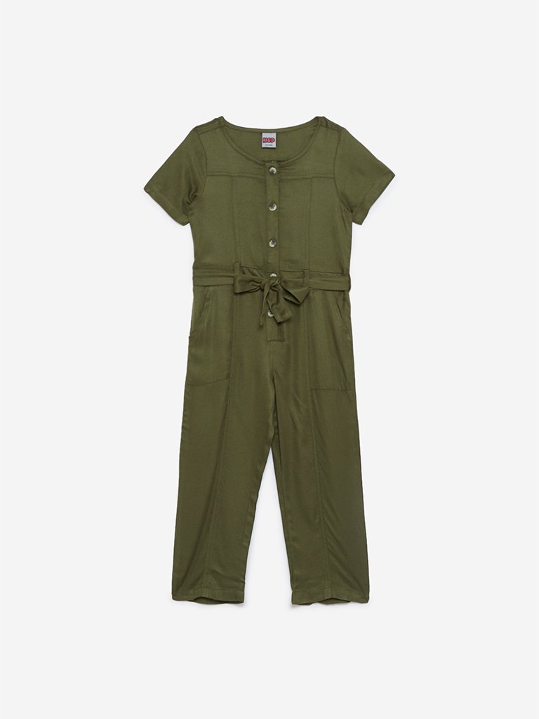 HOP Kids Olive Jumpsuit With Belt