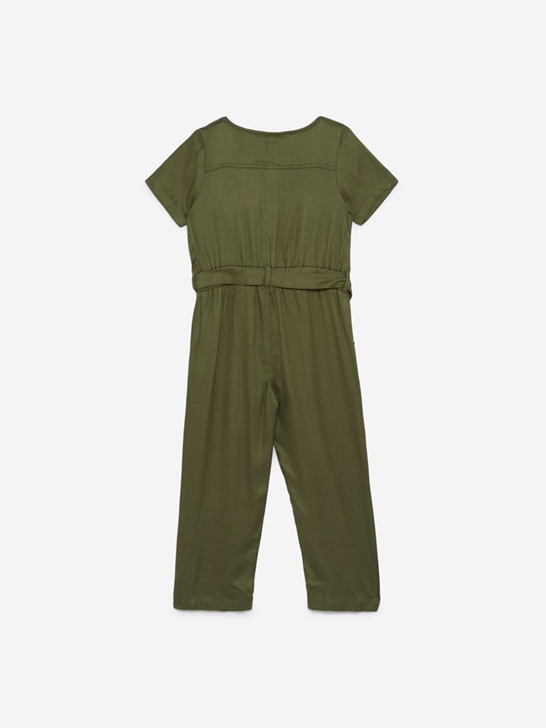 HOP Kids Olive Jumpsuit With Belt