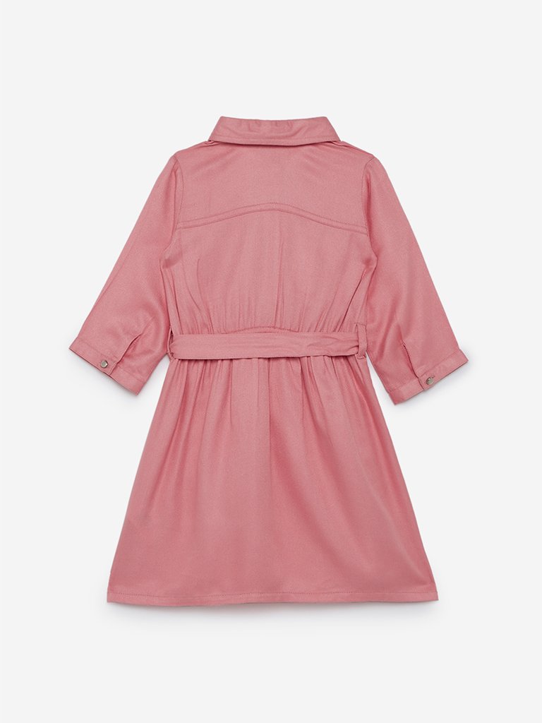 HOP Kids Peach Shirtdress With Belt