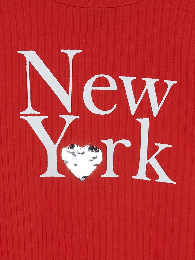 HOP Kids Dark Orange Text Printed Turtleneck Top