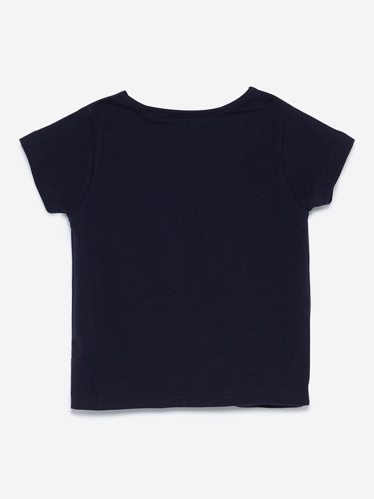 HOP Kids Navy Sequinned T-Shirt