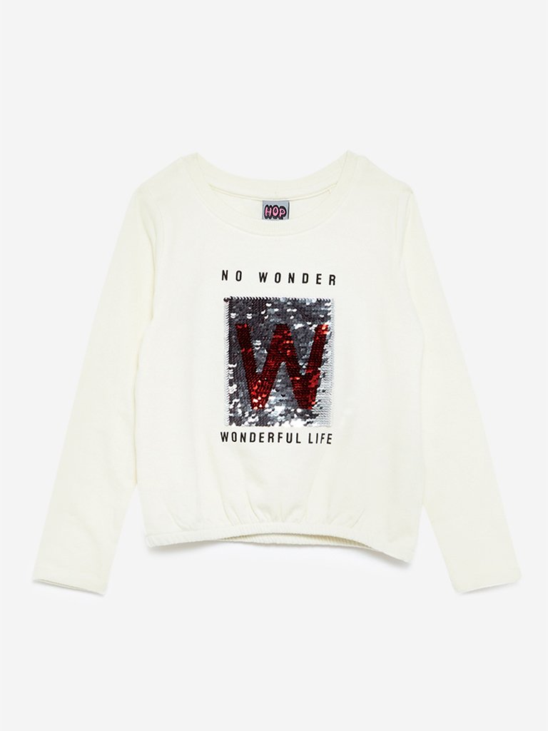 HOP Kids Off-White Reversible Sequin T-Shirt