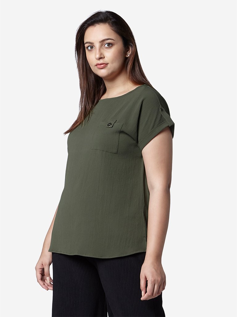 Gia Curve Olive Self-Textured Skyla Top