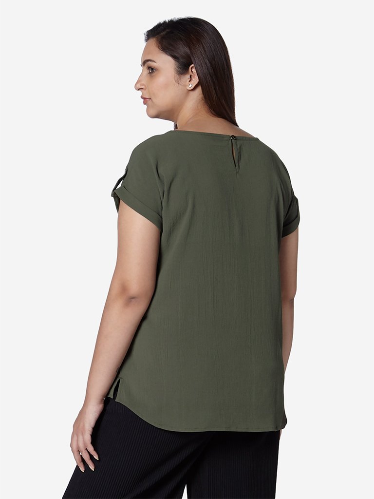Gia Curve Olive Self-Textured Skyla Top