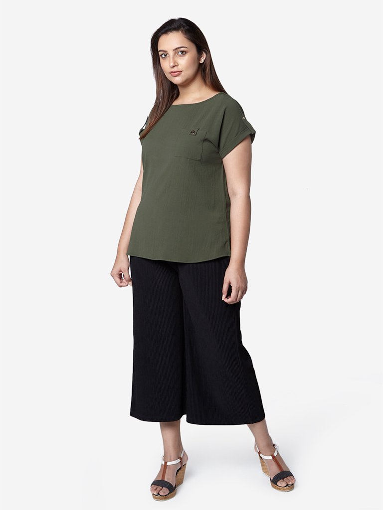 Gia Curve Olive Self-Textured Skyla Top