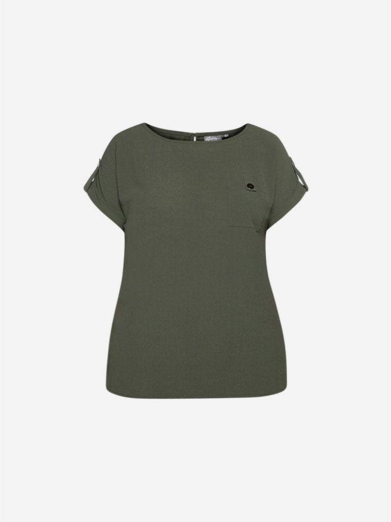 Gia Curve Olive Self-Textured Skyla Top