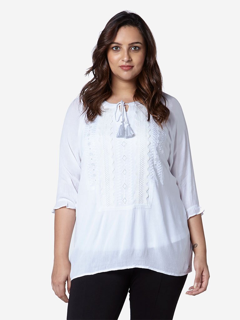 Gia Curve White Roma Top With Camisole