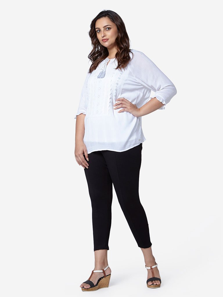 Gia Curve White Roma Top With Camisole