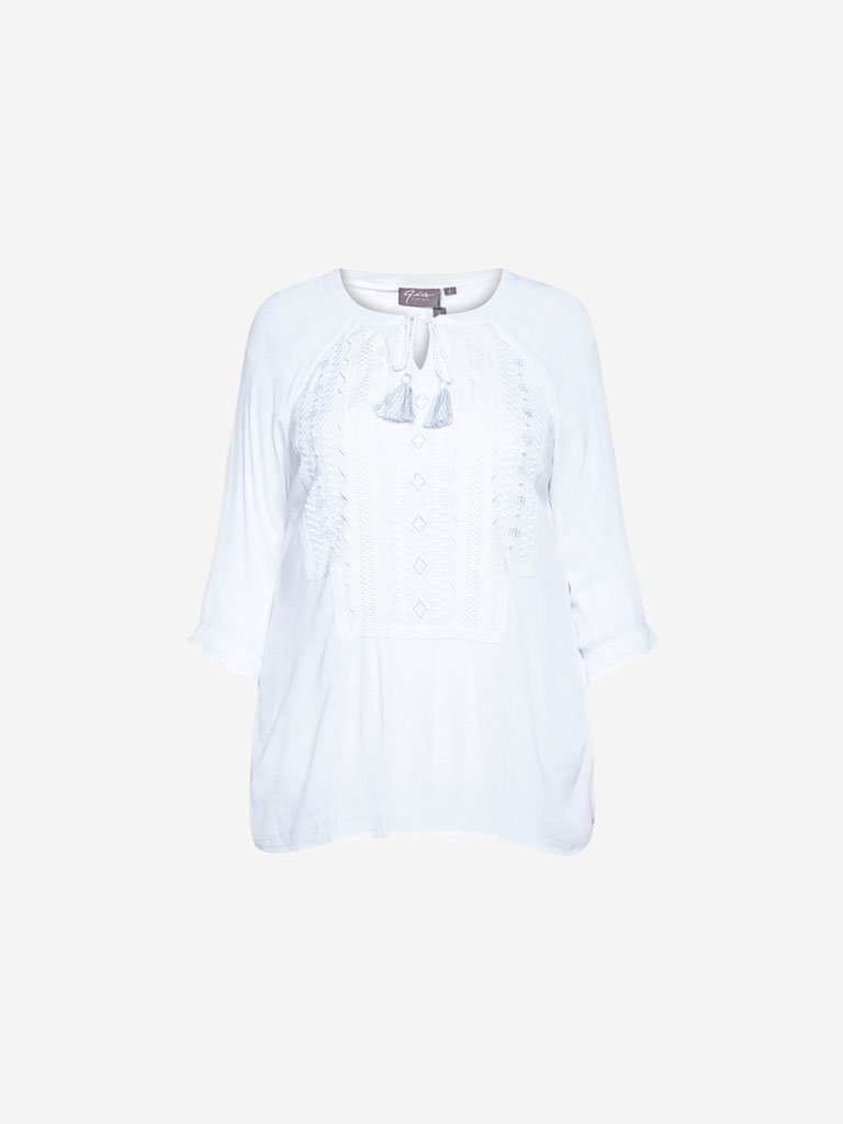 Gia Curve White Roma Top With Camisole