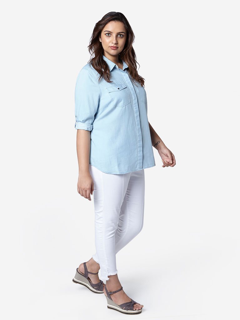 Gia Curve Light Blue Alava Denim Shirt