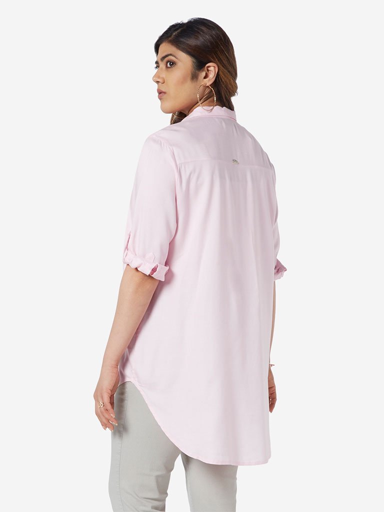 Gia Curve Pink Floral Embroidered Tunic