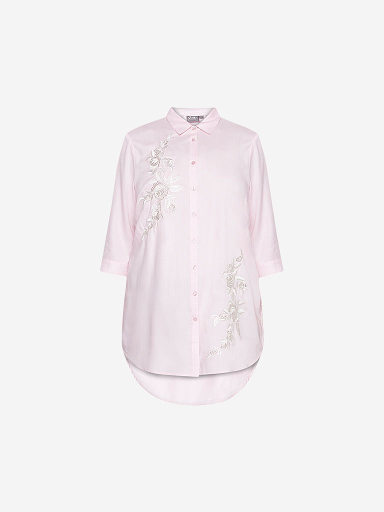 Gia Curve Pink Floral Embroidered Tunic