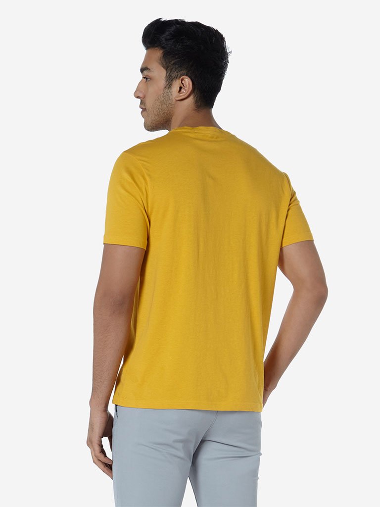 WES Casuals Mustard Organic Slim Fit T-Shirt
