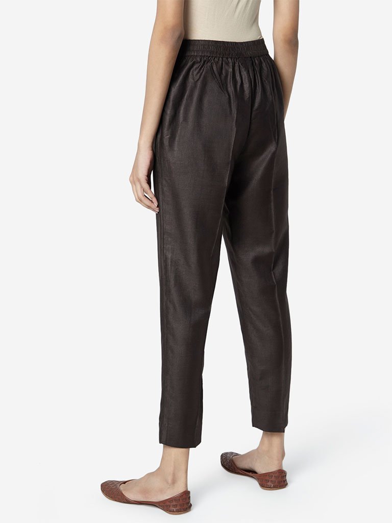 Zuba Dark Grey Slim Fit Ethnic Pants