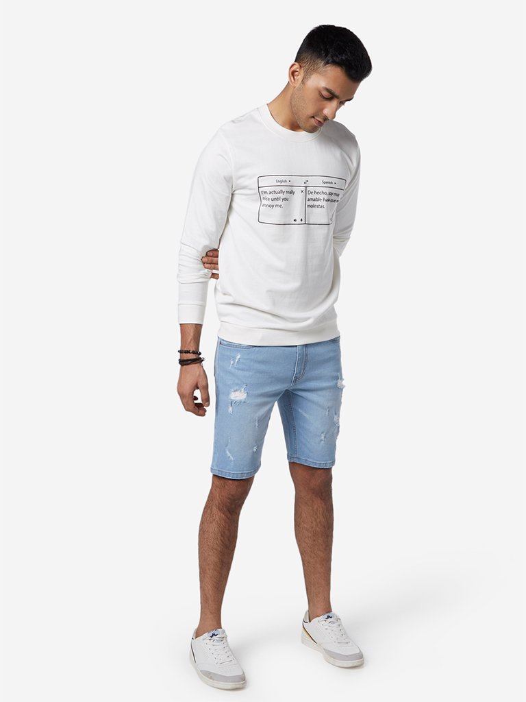 Nuon Light Blue Slim Fit Hendrix Shorts