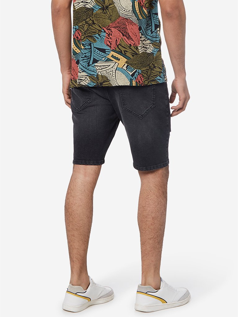 Nuon Charcoal Distressed Slim Fit Hendrix Shorts