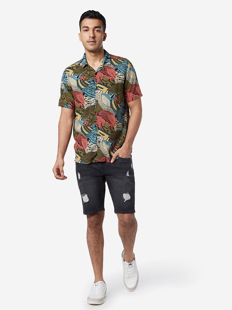 Nuon Charcoal Distressed Slim Fit Hendrix Shorts