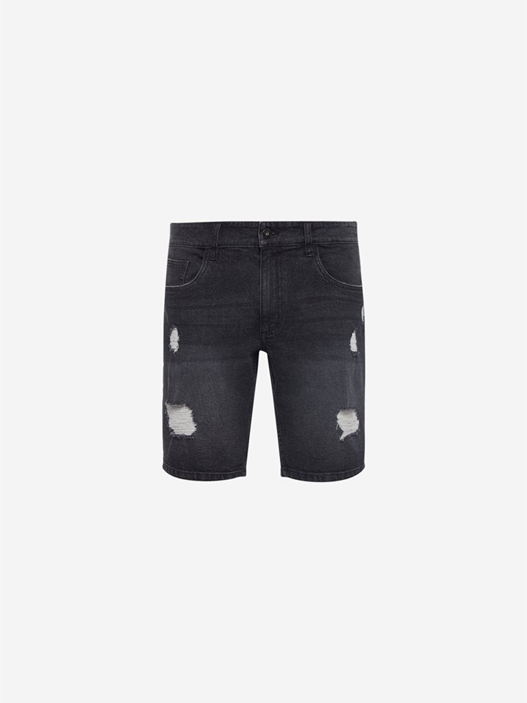 Nuon Charcoal Distressed Slim Fit Hendrix Shorts