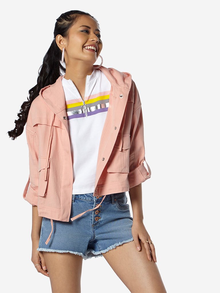 Nuon Pink Cropped Bersh Jacket