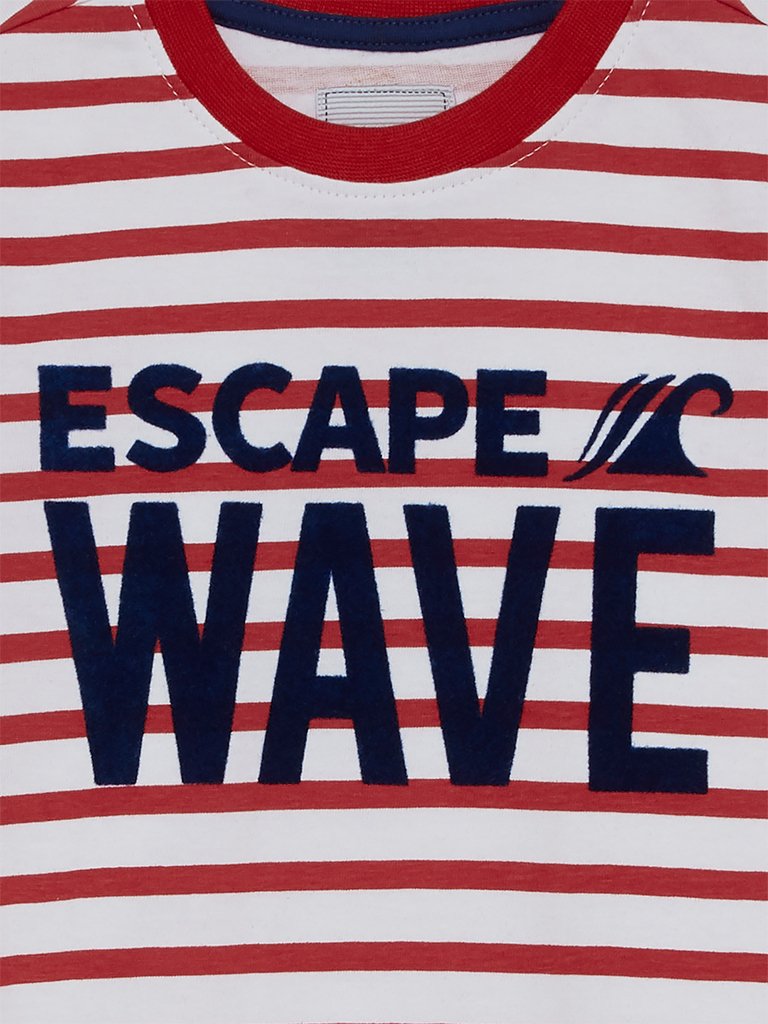 HOP Kids White Striped Pure-Cotton T-Shirt