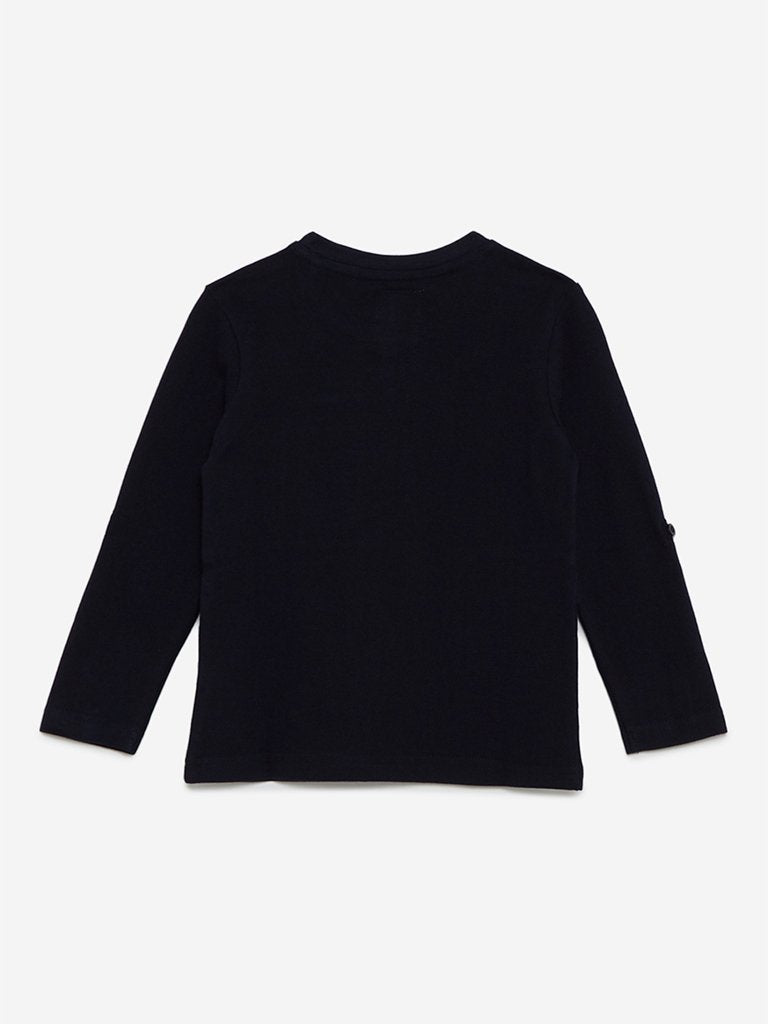 HOP Kids Navy Pure Cotton Crewneck T-Shirt