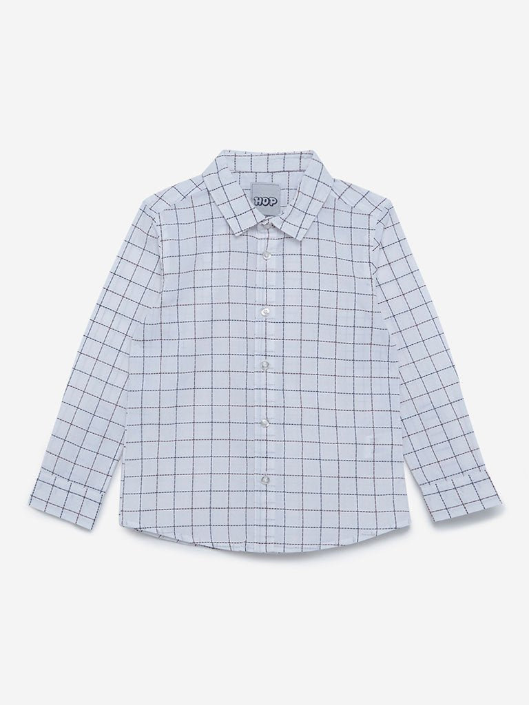 HOP Kids White Checkered Shirt