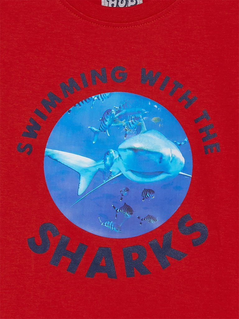 HOP Kids Red Shark Design Sweatshirt