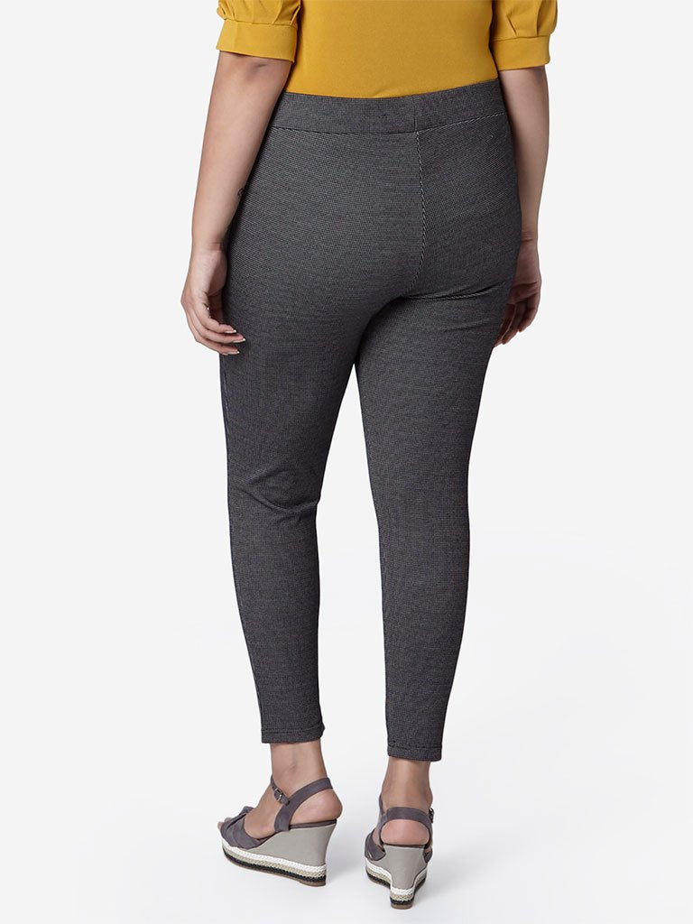 Gia Curve Black Houndstooth Print Ponte Pants