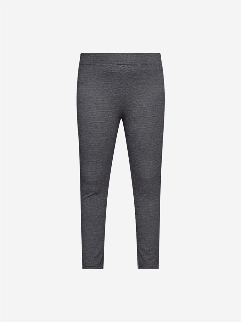 Gia Curve Black Houndstooth Print Ponte Pants