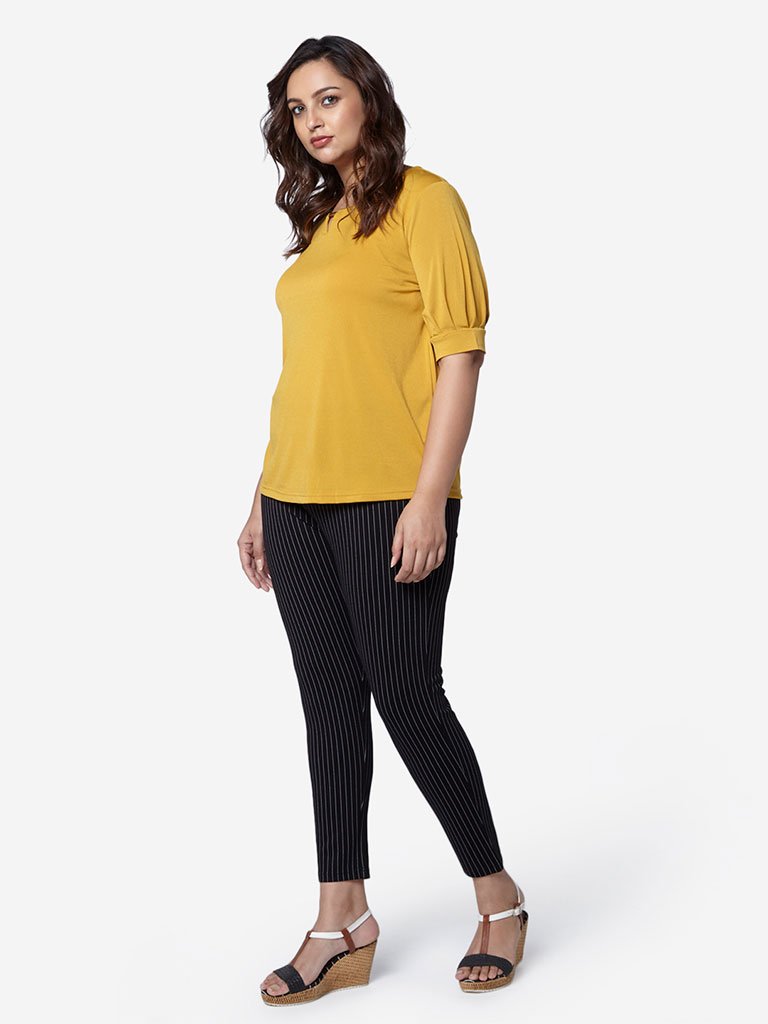 Gia Curve Black Striped Ponte Pants