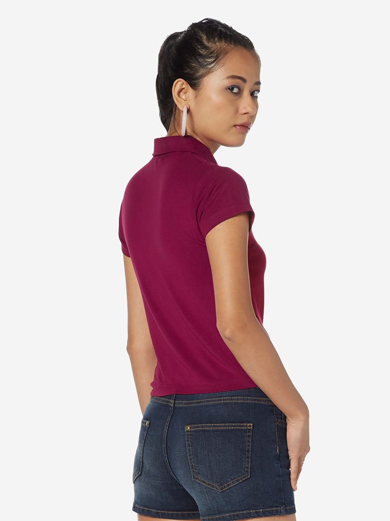 Nuon Hot Pink Cropped Polo T-Shirt
