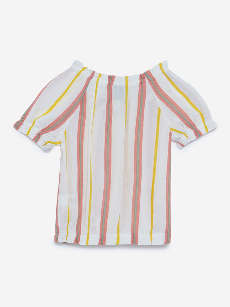 HOP Kids White Striped Sevy Top