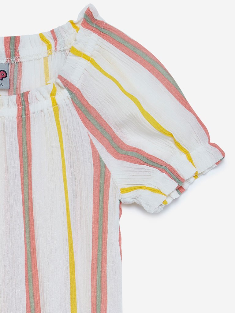 HOP Kids White Striped Sevy Top