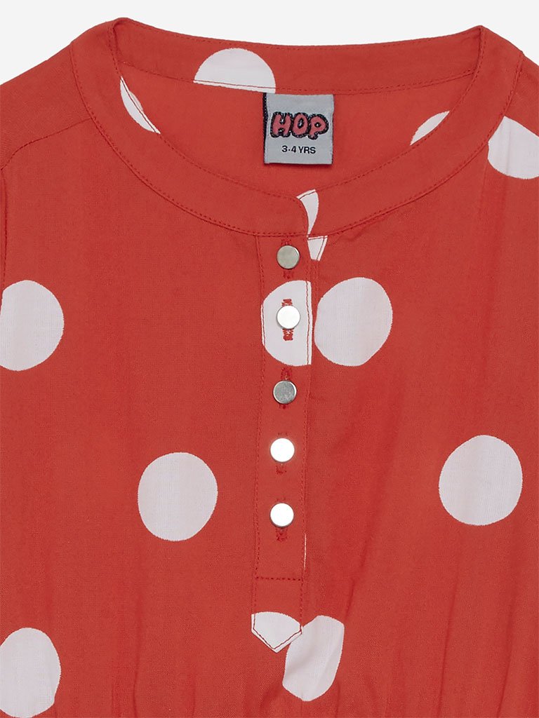 HOP Kids Orange Polka Dot Romina Dress With Belt