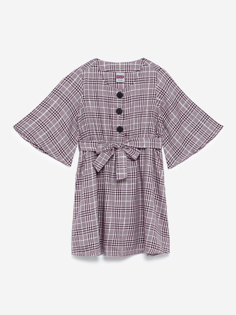 HOP Kids Pink Houndstooth Print Senza Dress