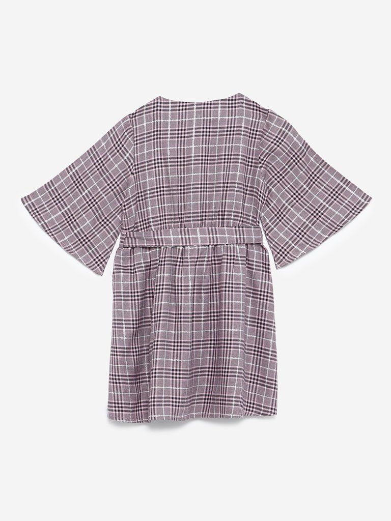 HOP Kids Pink Houndstooth Print Senza Dress