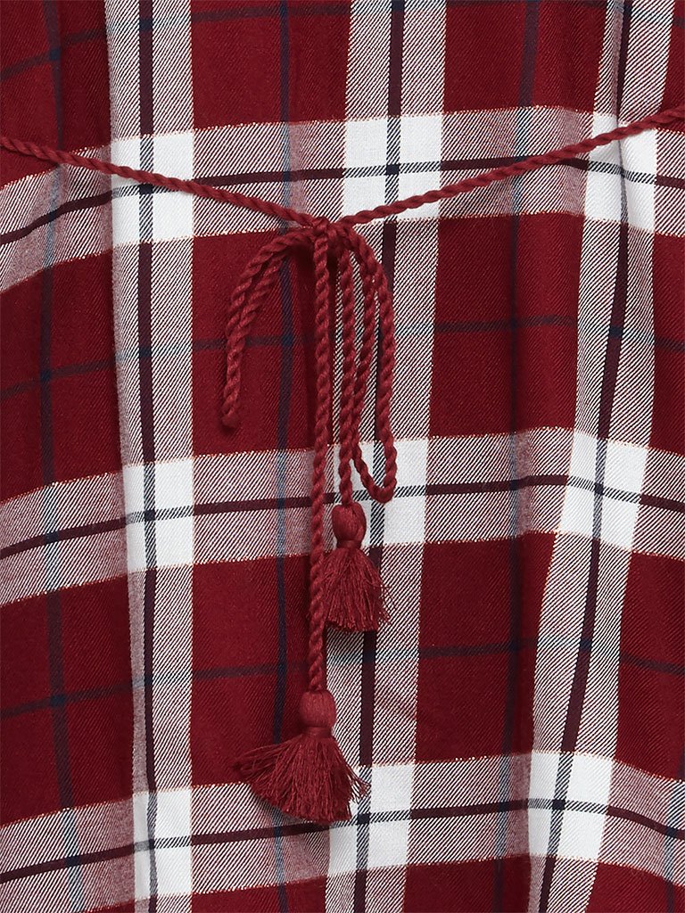 HOP Kids Burgundy Checked Naira Dress With Belt