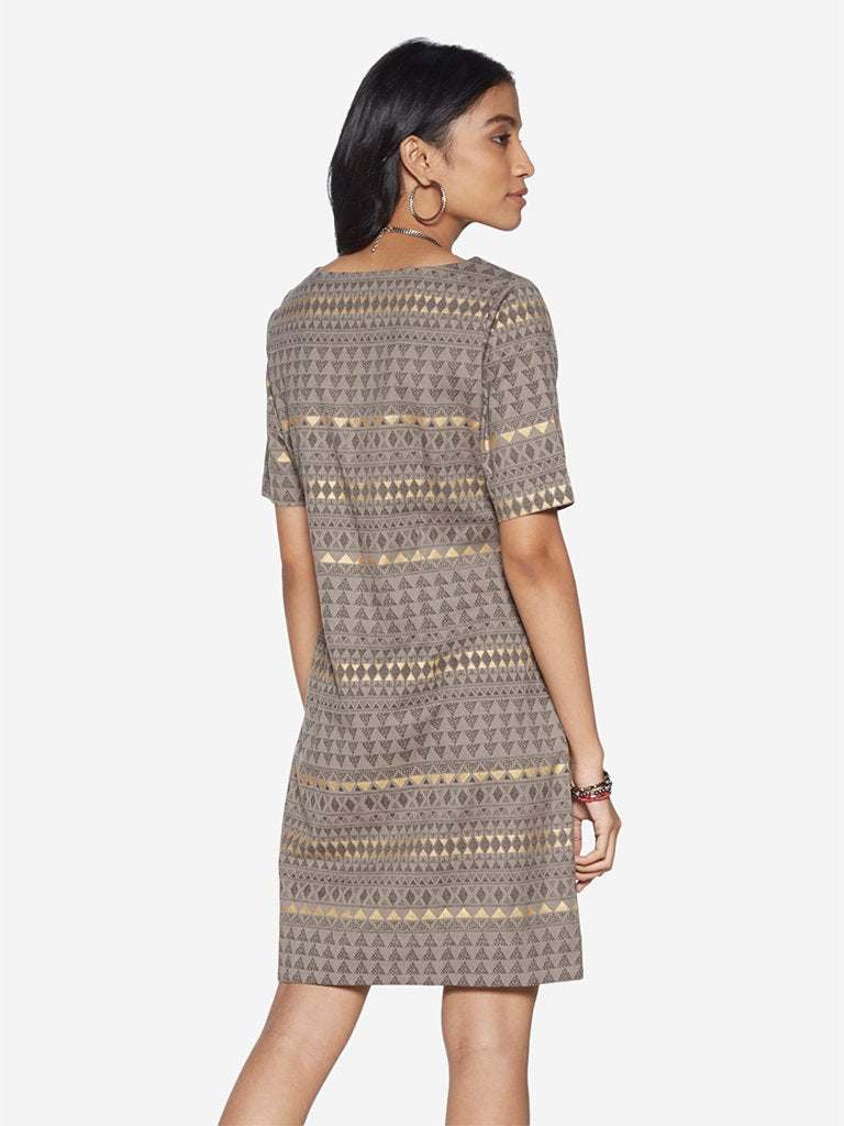 Bombay Paisley Grey Triangle Print Dress