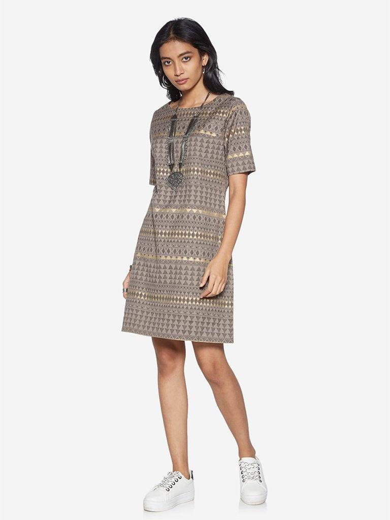 Bombay Paisley Grey Triangle Print Dress