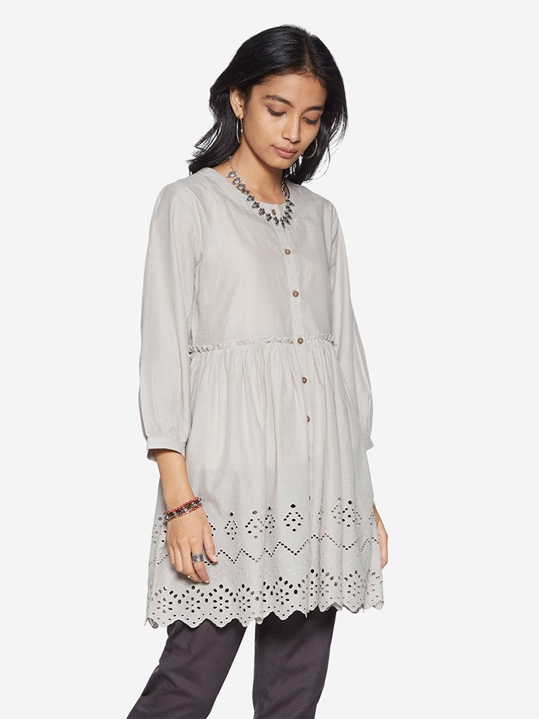 Bombay Paisley Grey Broderie Anglaise Tunic