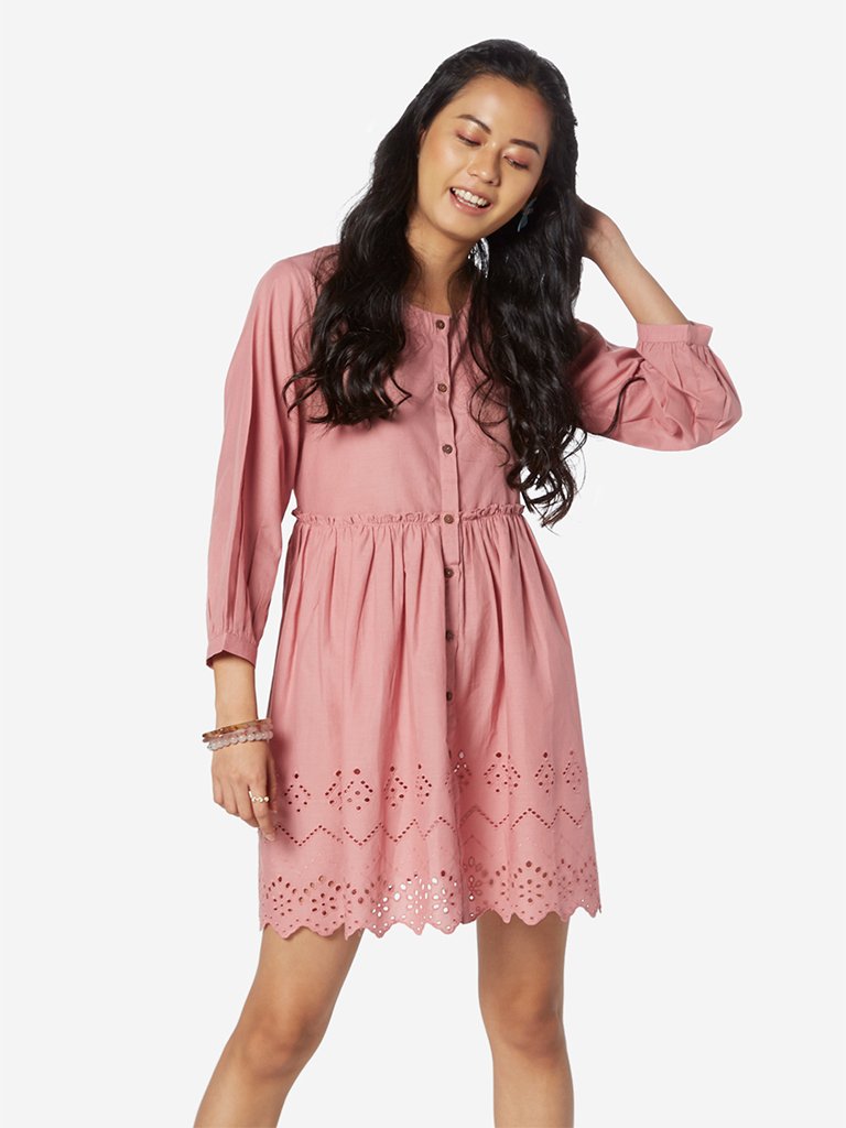 Bombay Paisley Dull Pink Fit-And-Flare Dress