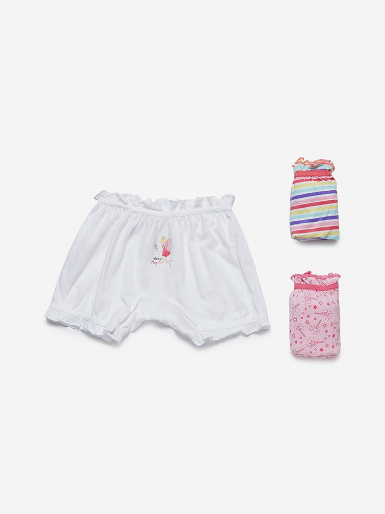 HOP Kids Pink Printed Bloomers Pack Of Three