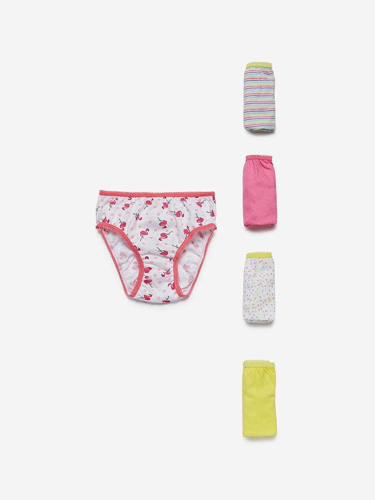HOP Kids White Printed Briefs Pack Of Five