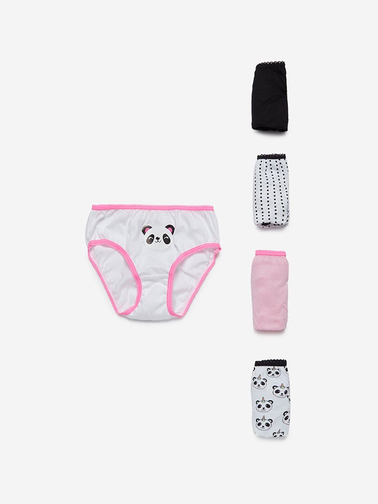HOP Kids White Printed Briefs Pack Of Five